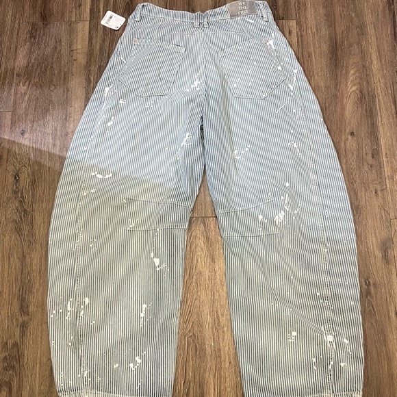 We The Free Good Luck Mid-Rise Stripe Barrel Jeans - Picture 2 of 2